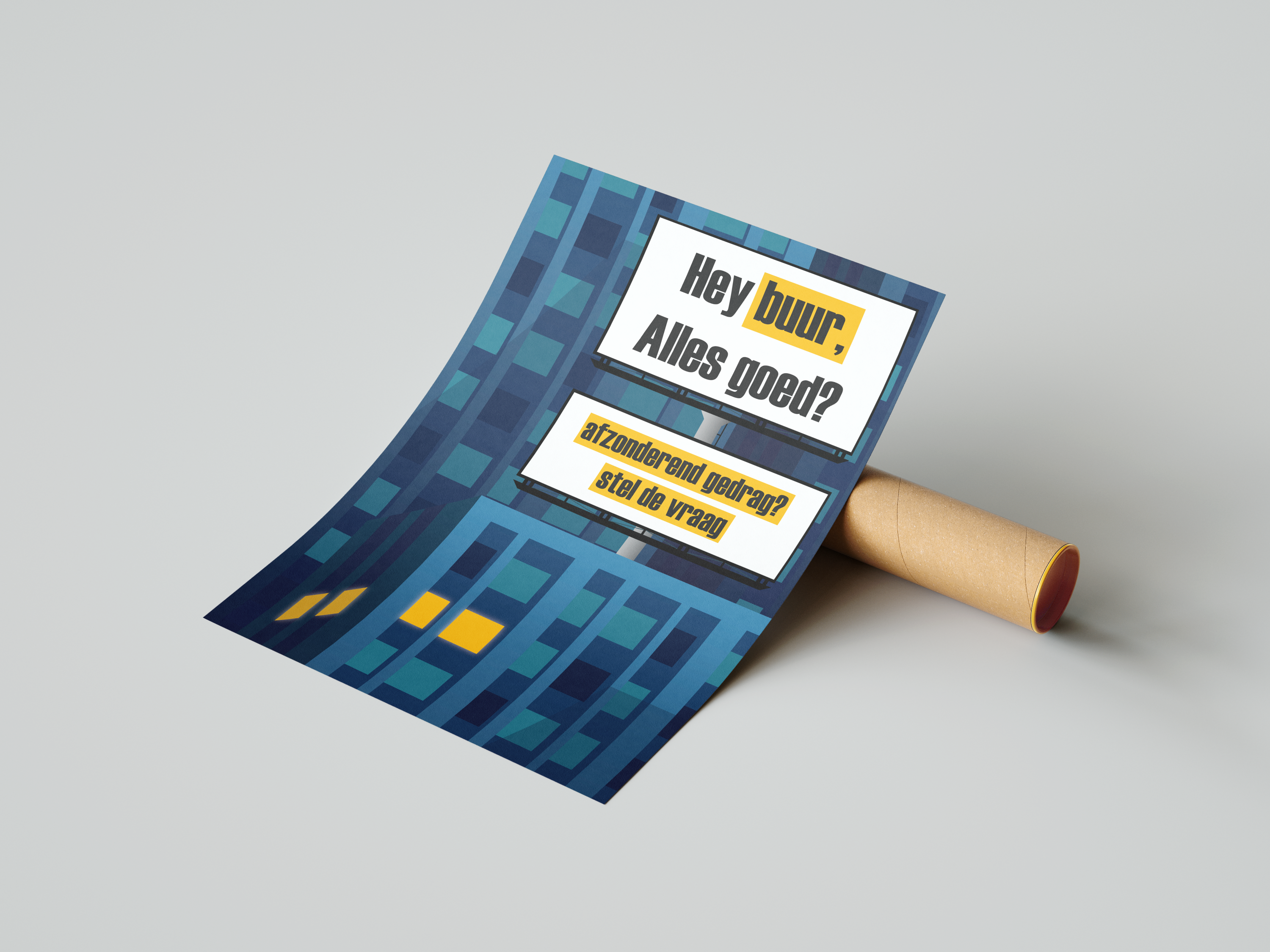 Detailweergave van de poster tegen sociale isolatie