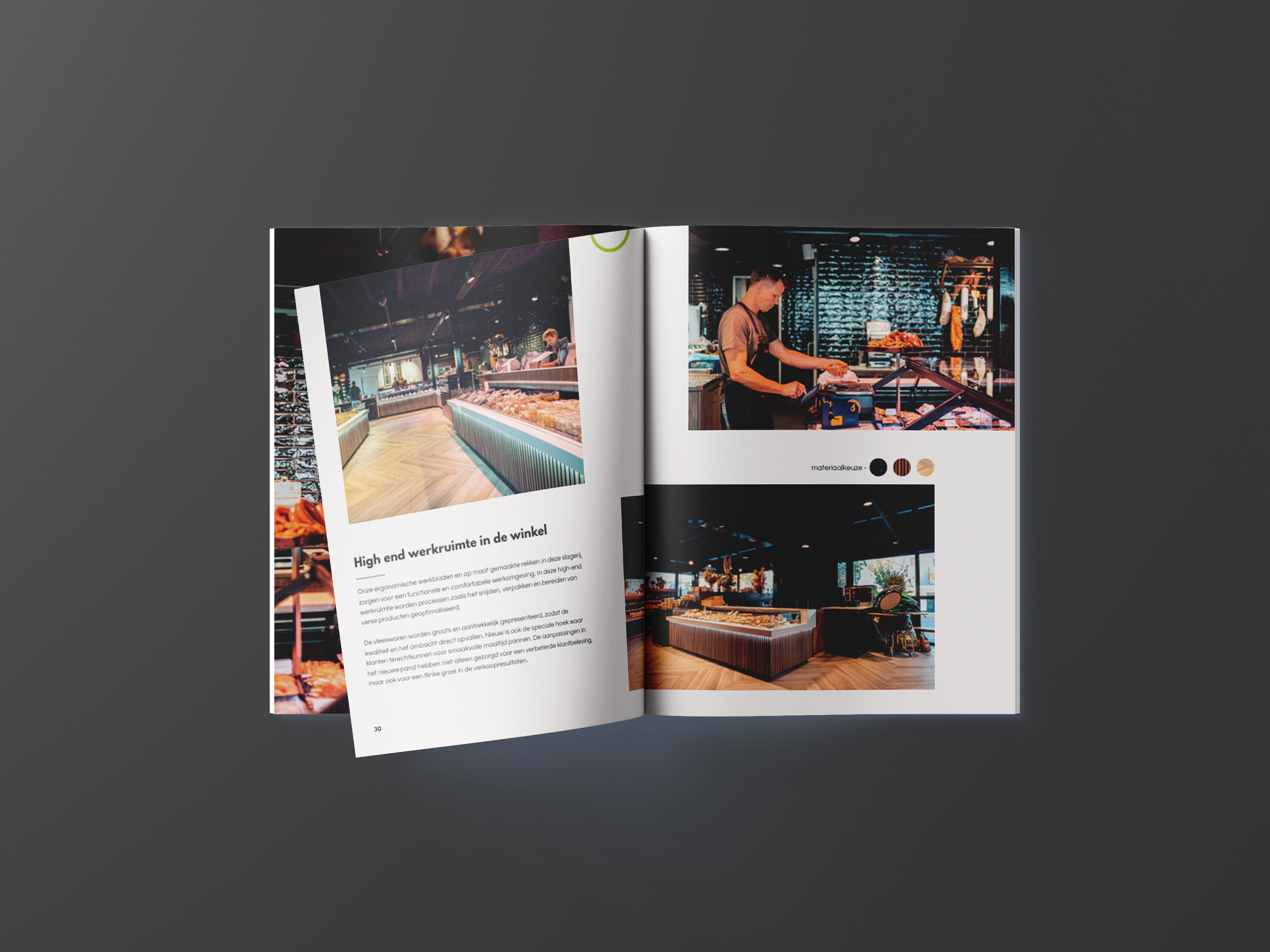 Binnenpagina van de gids: Slagerij interieur