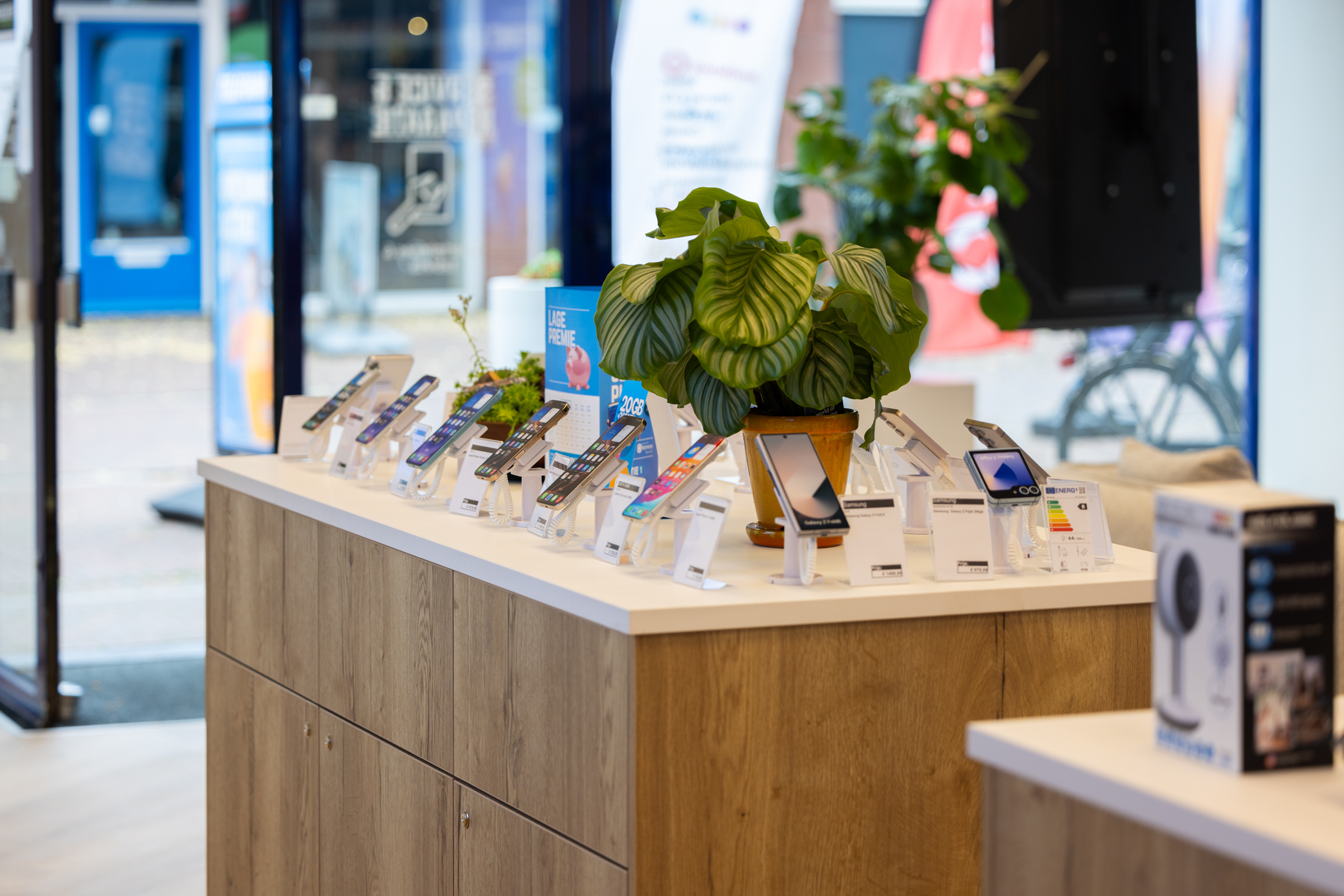 Close-up van de gepresenteerde telefoons